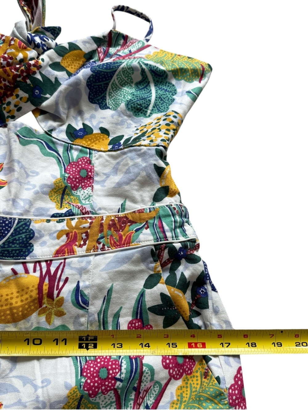 Maeve Anthropologie Botanical Lemon Print Cutout Wide Leg Jumpsuit 6 Maximalist - Picture 11 of 16